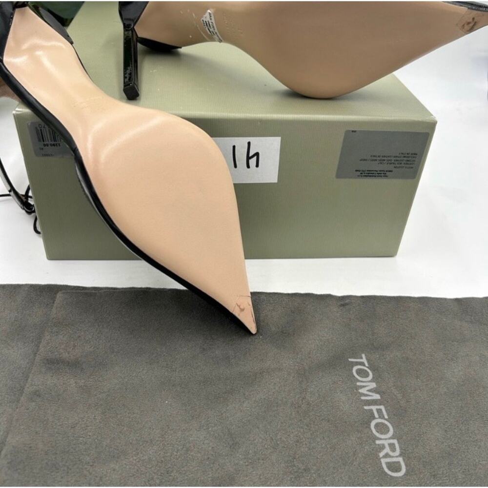 Tom Ford Black Patent Leather Women ankle tie 105 mm pumps size 41 made Italy - Picture 9 of 16
